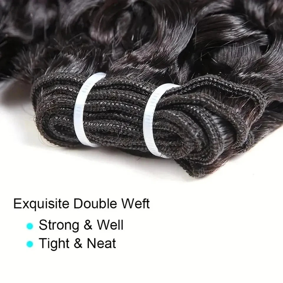 Tissage Kinky Curly Cheveux Humains Courts | Avec Closure | 100% Non-Traité | Remy Naturel