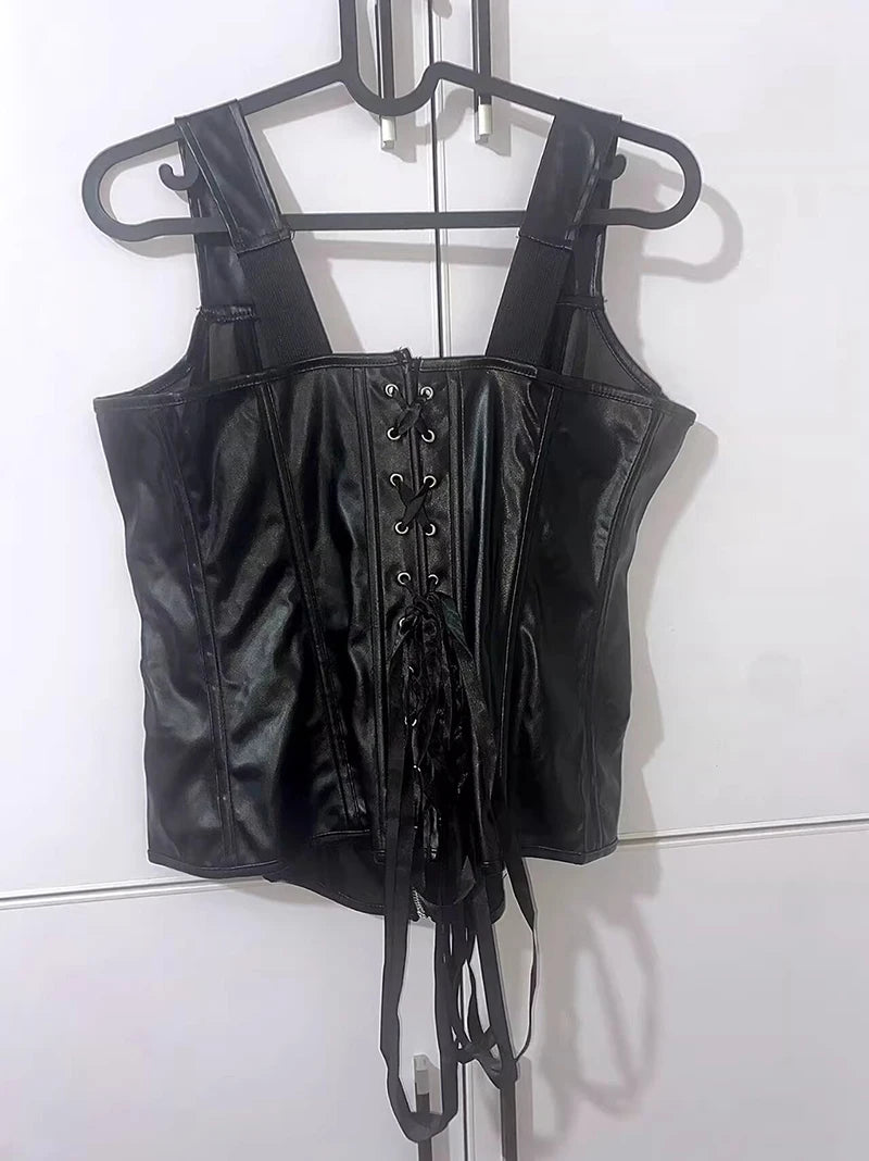 Corset Bustier Faux Cuir Femme Sexy | Boucles Sur-Buste | Sculptant Gilet | Taille Formant