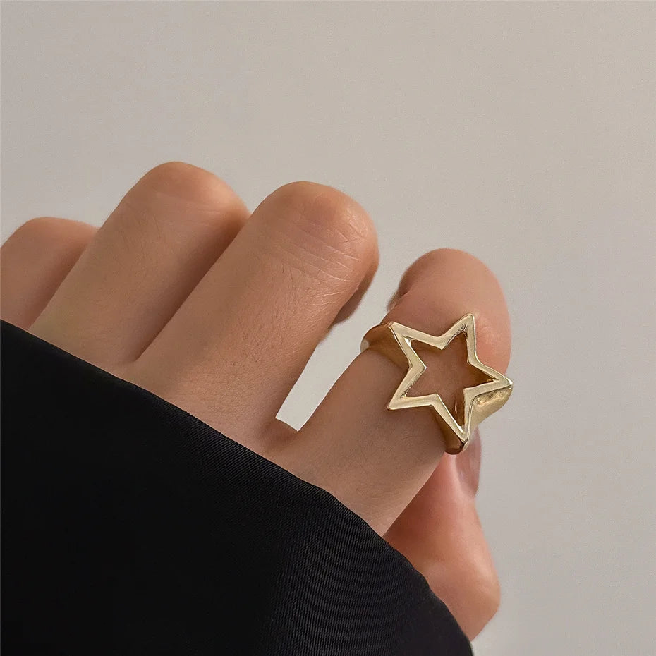 Bague Étoile Punk Gothique Irrégulière | Ajustable Couple | Y2K Vintage | Bijou Femme Statement