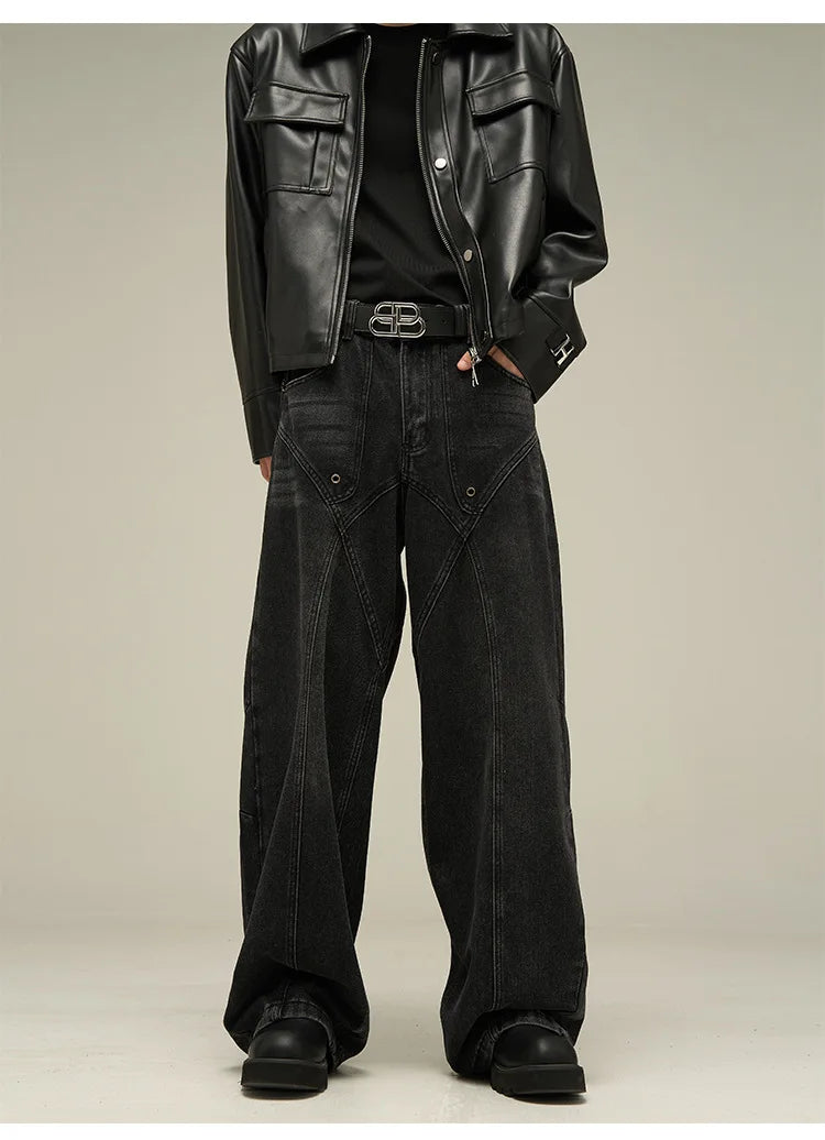 Baggy Jeans Men's American Style Personality Vintage Wide Leg Trousers All-Match Washed Fashion Streetwear Handsome Cool Pants