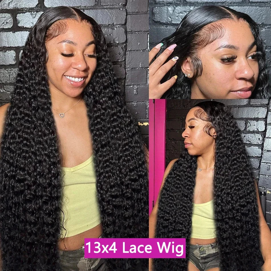 Perruque Deep Wave Brésilienne | 13x6 HD Lace Frontal | 250% Densité | Jusqu'à 40 Pouces | Water Wave Curly
