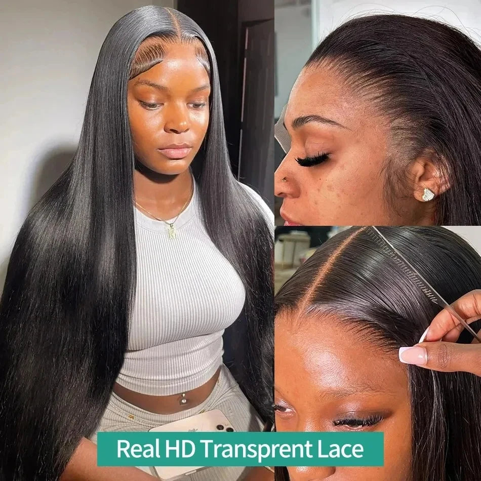 40 30 Inch Bone Straight 13x6 HD Lace Frontal Human Hair Wig Straight 13x4 Transparent Lace Front Wig Pre Plucked Glueless