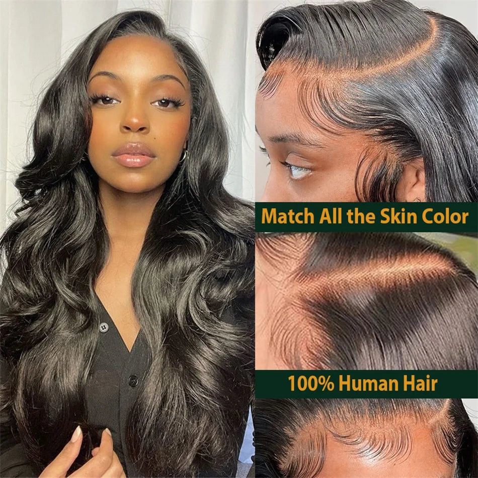 Perruque Body Wave HD Transparent | 30-40 Pouces | 360 & 13x4 & 13x6 Lace Front | Pré-Pluçuée | Femmes Noires