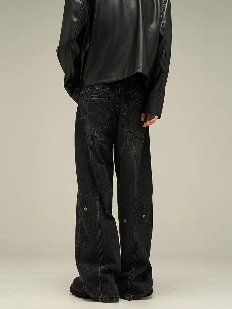 Baggy Jeans Men's American Style Personality Vintage Wide Leg Trousers All-Match Washed Fashion Streetwear Handsome Cool Pants