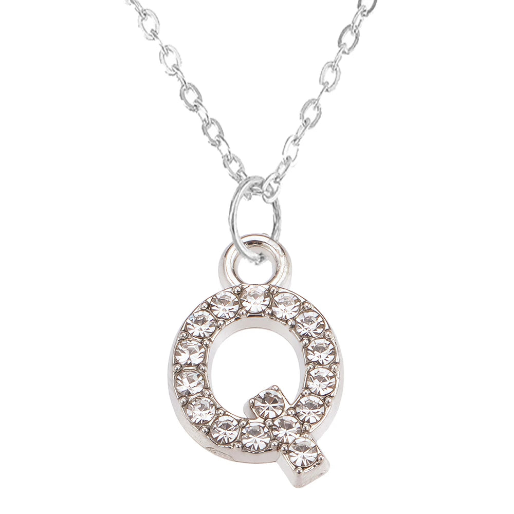 Collier Pendentif Lettre Brillant A-Z | 26 Initiales | Chaîne Clavicule | Bijou Saint-Valentin & Cadeau