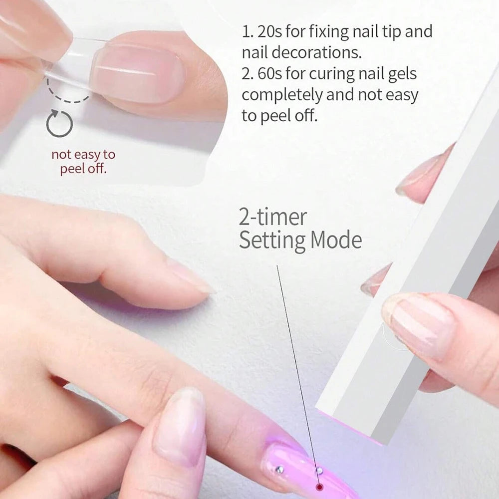 Lampe UV LED Portable pour Ongles en Gel | Rechargeable | Support de Bureau | Nail Art