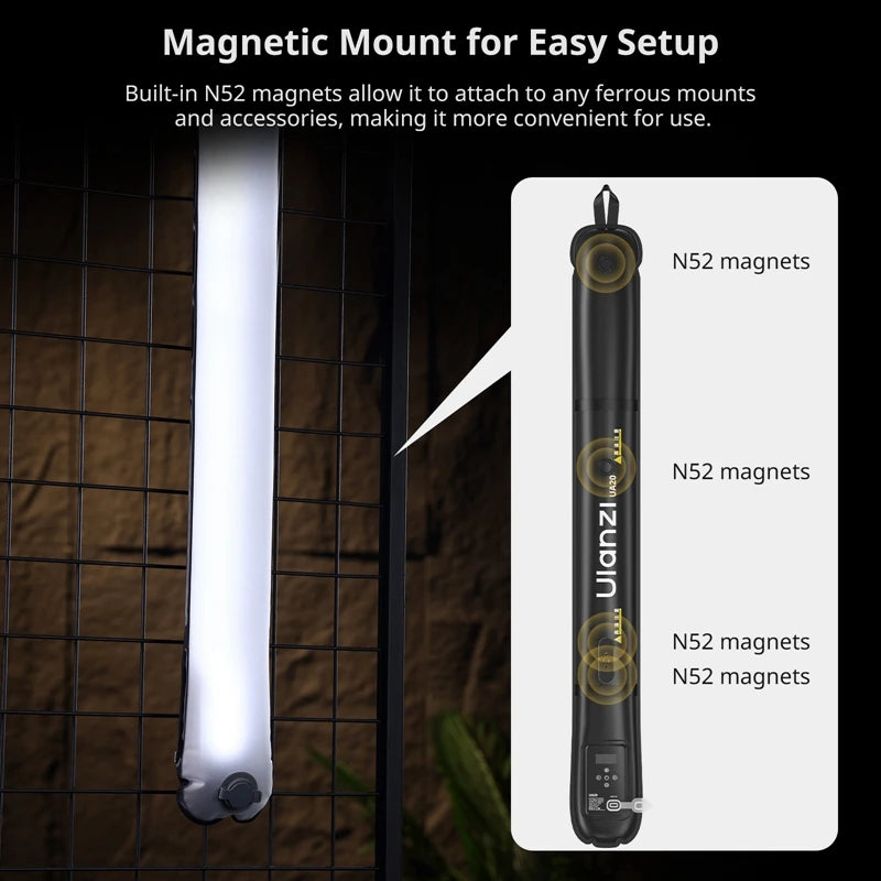 Lampe Tube Air Portable Ulanzi UA20 20W | Lumière Fill Light Bicolore Pliable | Streaming & Extérieur
