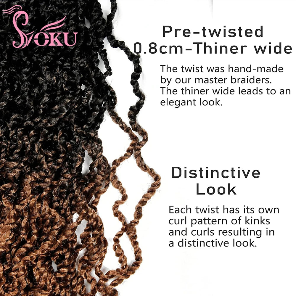 Tresses Crochet Senegalese Twist Bouclées | Brun Ombre Synthétique | Water Wave | Afro Femme | Passion & Majesty Twist