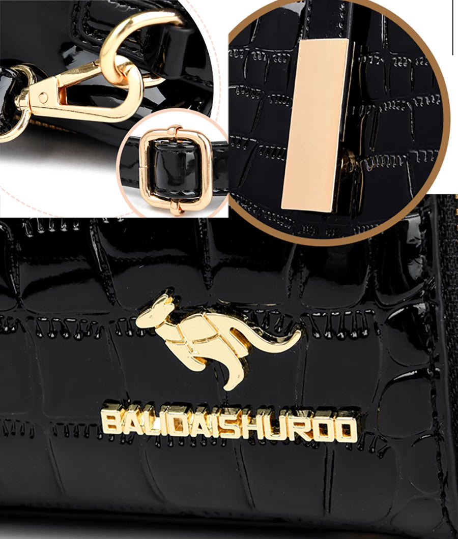Sac à Main Femme Retro | Motif Crocodile Designer | Sacoche & Bandoulière | Cuir | Clutch Élégant