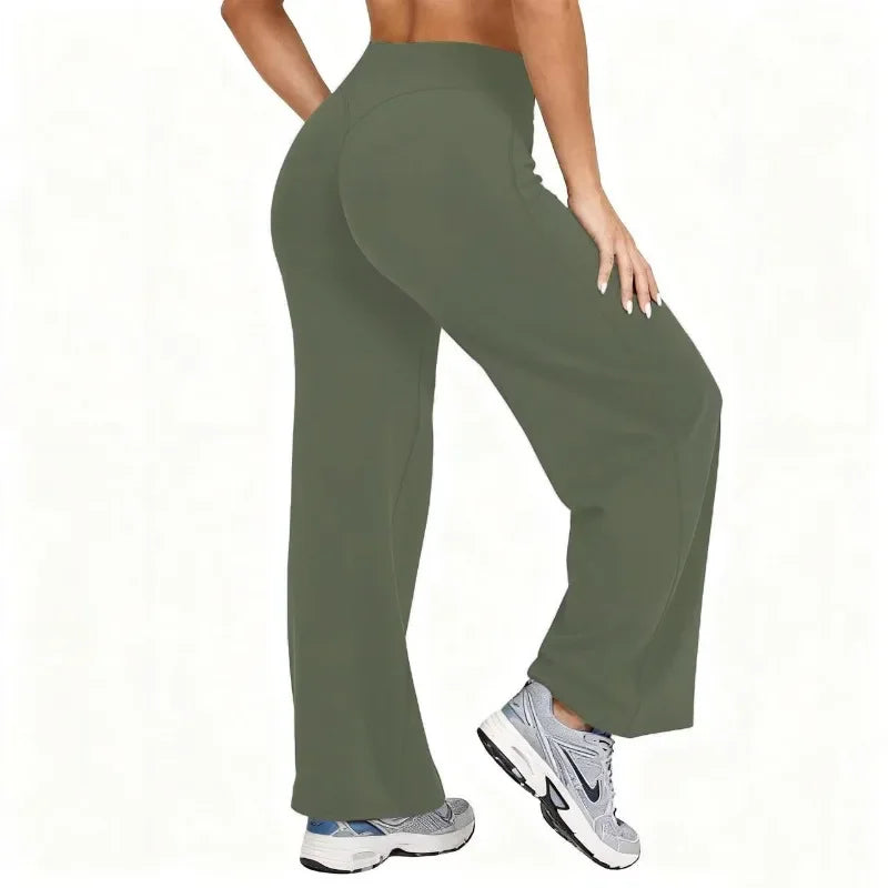 Pantalon Yoga Jambe Large Grande Taille Femme | Taille Haute Extensible | Running Pilates Sport