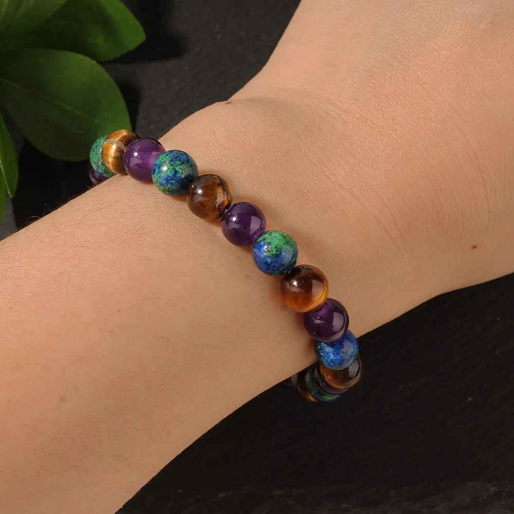 Fashionable multi-color beaded bracelet, handmade elastic rope bracelet, suitable for daily wear as a holiday gift