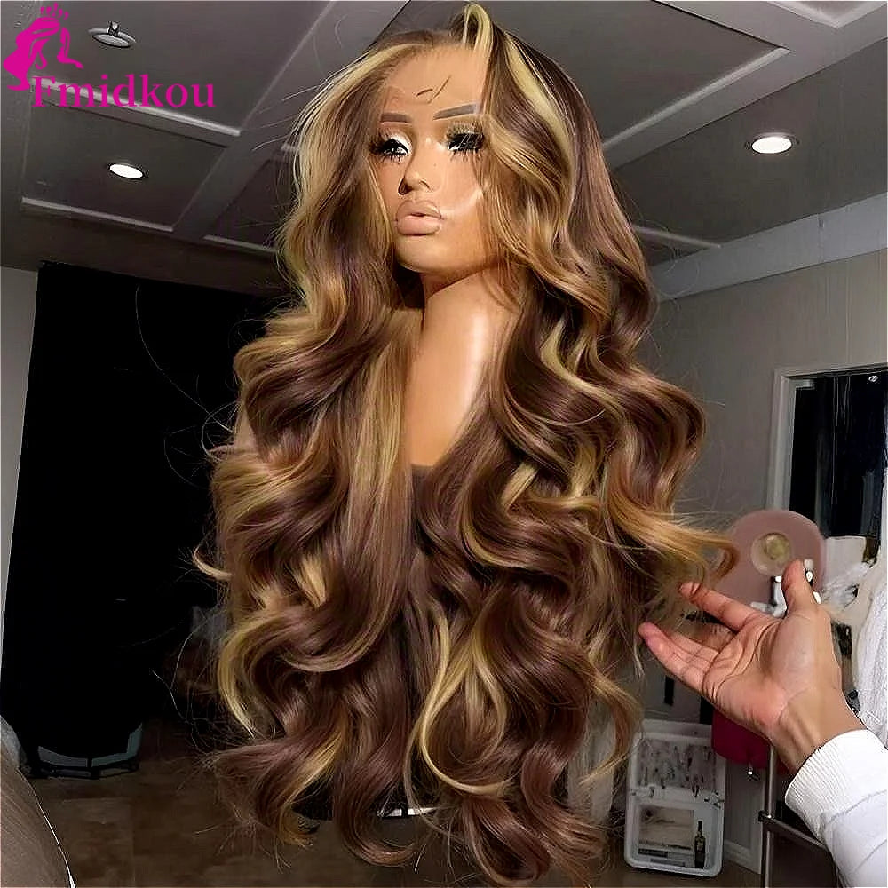 Highlight 13x6 HD Lace Frontal Human Hair Wig 4/27 Glueless Wigs Human Hair Clearance Sale Body Wave Human Hair Wigs For Women