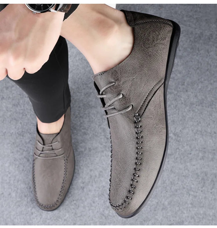Mocassins Homme Mariage | Cuir Fendu Blanc | Chaussures Conduite Légères | Slip-On Casual Élégant 2026