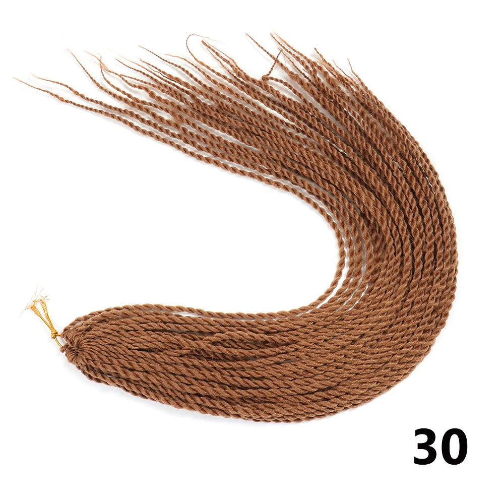 Tresses Senegalese Twist Crochet Synthétiques 24 Pouces | Brun | 30 Racines | Extensions Femme