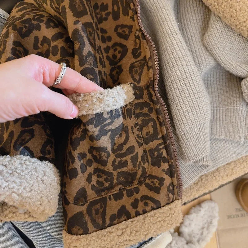 Veste Polaire Léopard Enfant | Coupe-Vent Épaisse Zippée | Automne-Hiver Garçon Fille