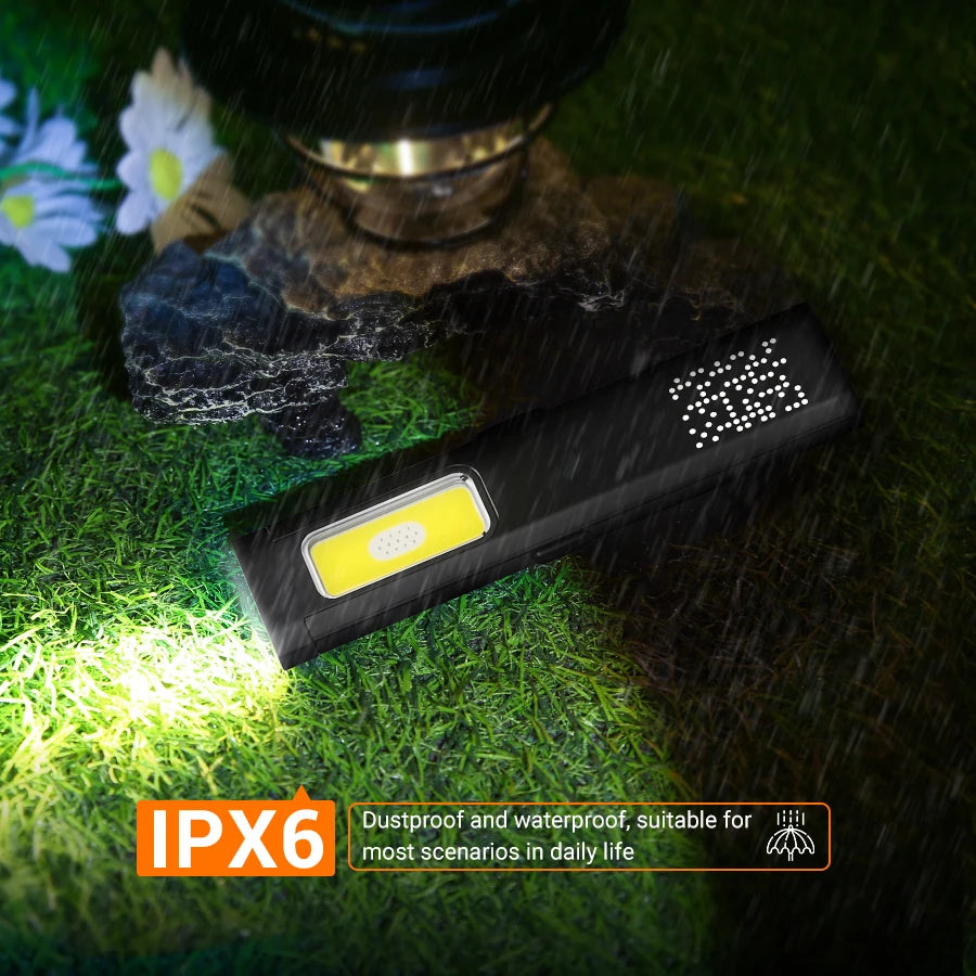Mini Portable Rechargeable LED Torch Light, Waterproof Outdoor Work Pocket Flashlight with Magnetic Grip, Compact LED Flashlight