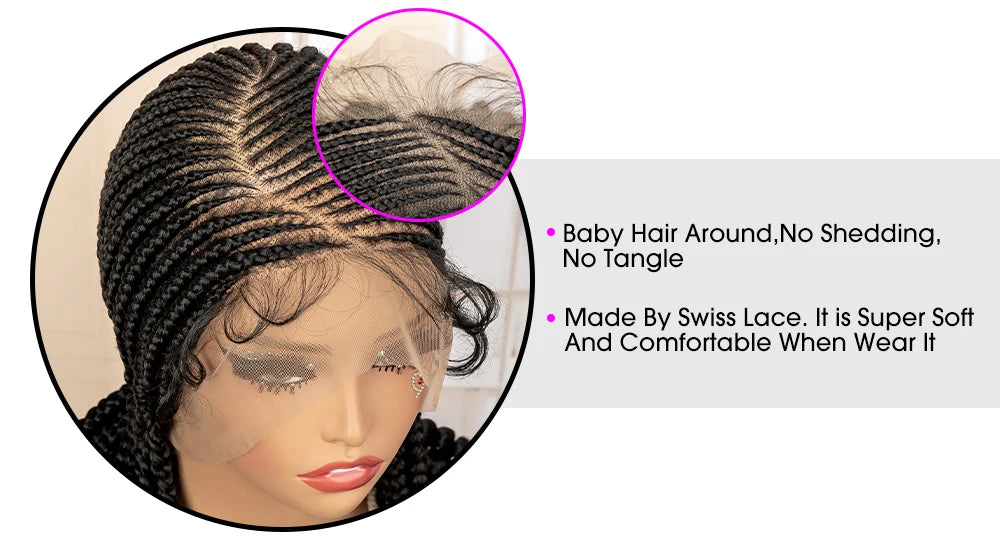 Perruque Tresses Cornrow Synthétique | Full Lace | Knotless Boucles Extrémités | Afro | Lace Frontal | Femmes Noires