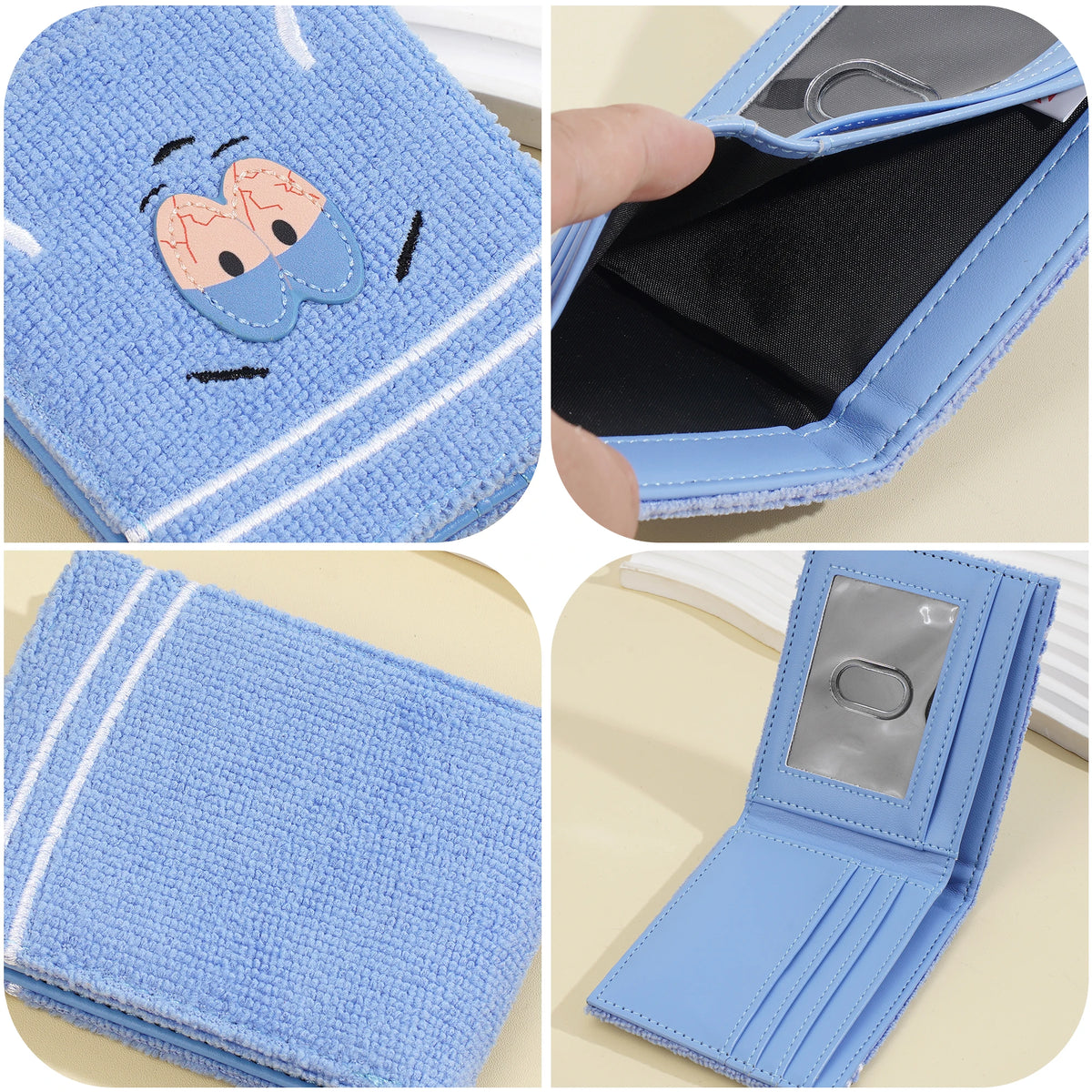 Portefeuille Peluche Dessin Animé Femme | Doux & Moelleux | Porte-Monnaie Fermeture Éclair PU | Cadeau Filles