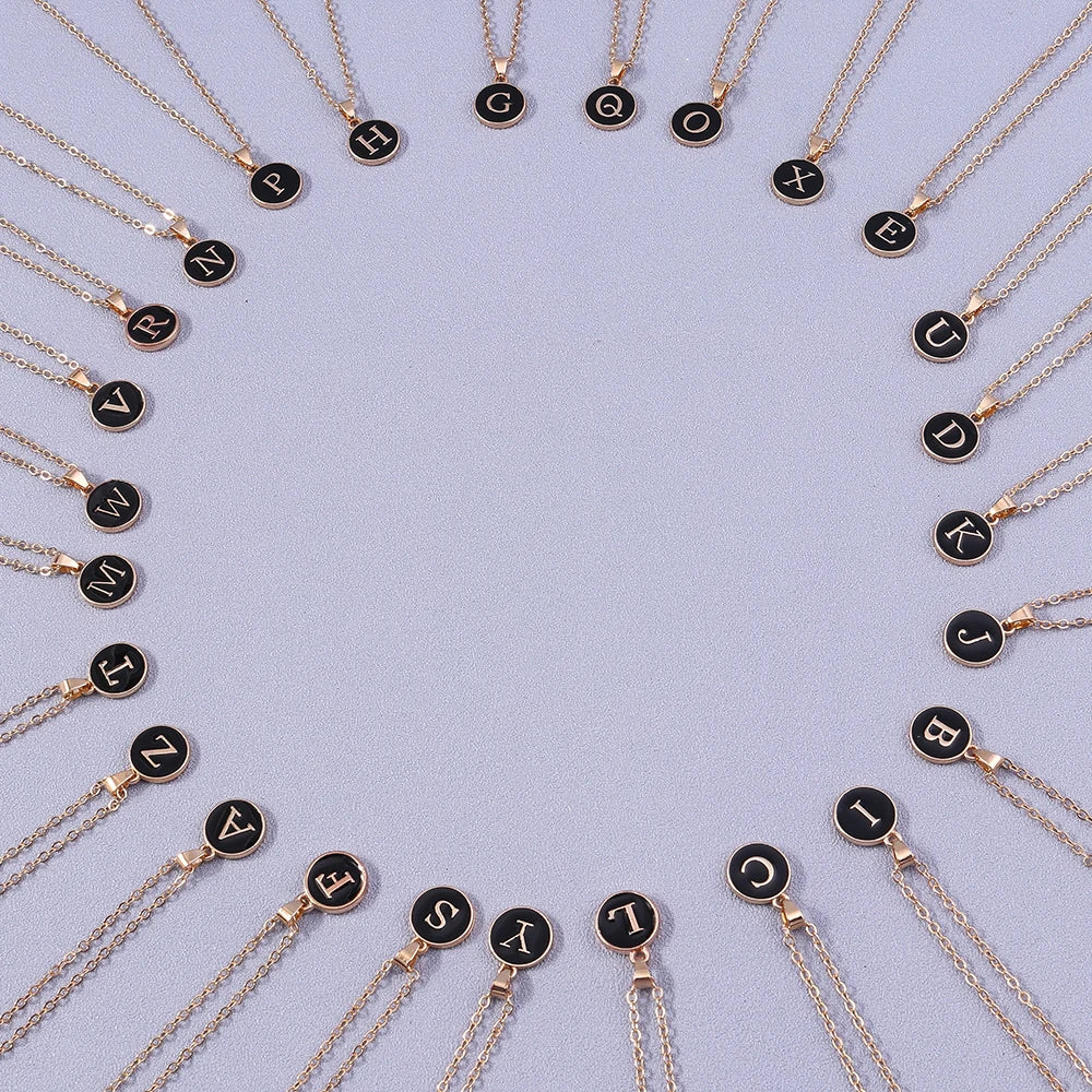 Collier Pendentif Initiales Femme | 26 Lettres A-Z Émail | Bijou Tendance Cadeau Anniversaire Fille