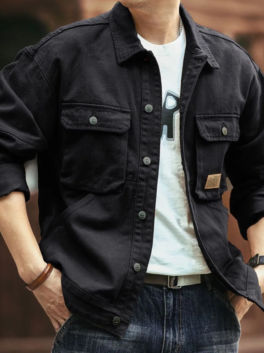 Veste en denim ample pour homme | Plusieurs poches