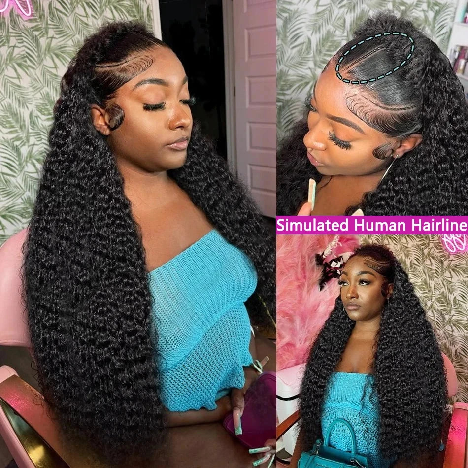Perruque Deep Wave Brésilienne | 13x6 HD Lace Frontal | 250% Densité | Jusqu'à 40 Pouces | Water Wave Curly