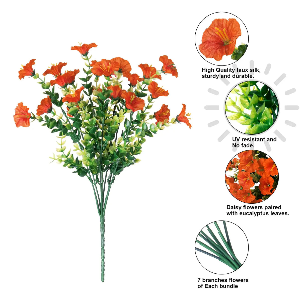 Fleurs Artificielles Soie Extérieur | Résistant UV | Décor Jardin Balcon Terrasse & Maison