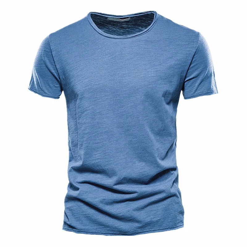 T-Shirt Homme 100% Coton | Col Rond | Manches Courtes | Uni Casual | Doux & Confortable | Été