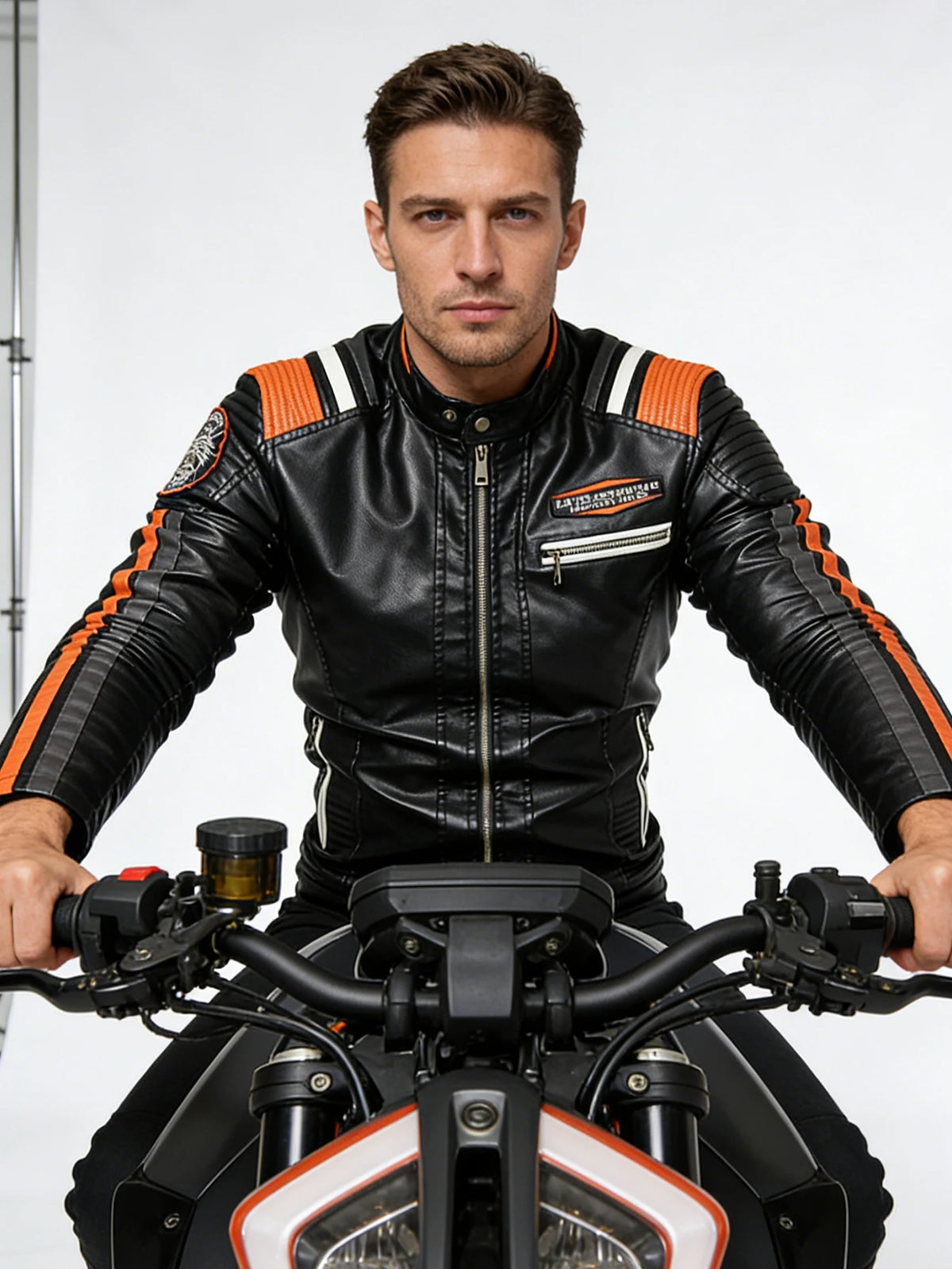 Men's Faux Leather Motorcycle Jacket Waterproof Windproof PU Moto Vintage Bomber Winter Jacket for Men