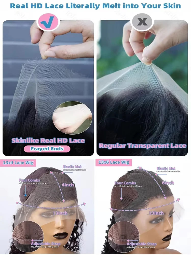 40 30 Inch Bone Straight 13x6 HD Lace Frontal Human Hair Wig Straight 13x4 Transparent Lace Front Wig Pre Plucked Glueless