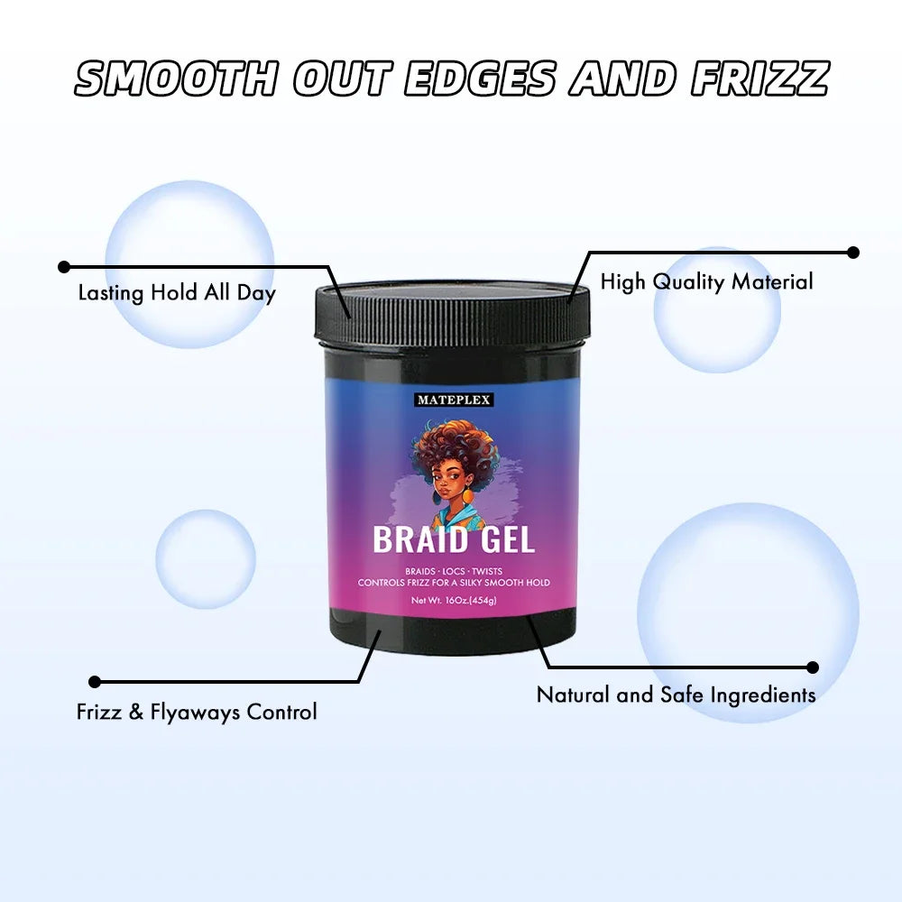 Braid Gel for Perfectly Styled Braids Twists Long Lasting Hair Braiding Gel Styling Control Smooth Non-Flaking Twist Styling Wax