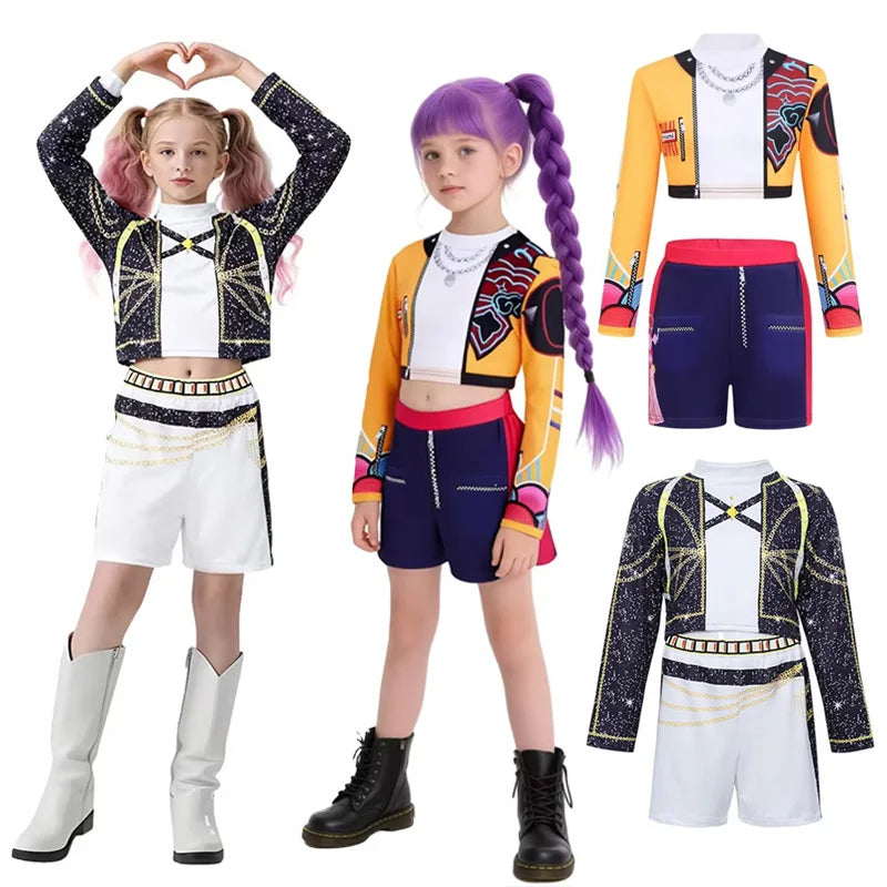 Girls' Clothing Sets Children's Cartoon Cosplay Suits Kids K-Pop Stage Performance 2Pcs Girls' Movie Role-playing Costume Outfits