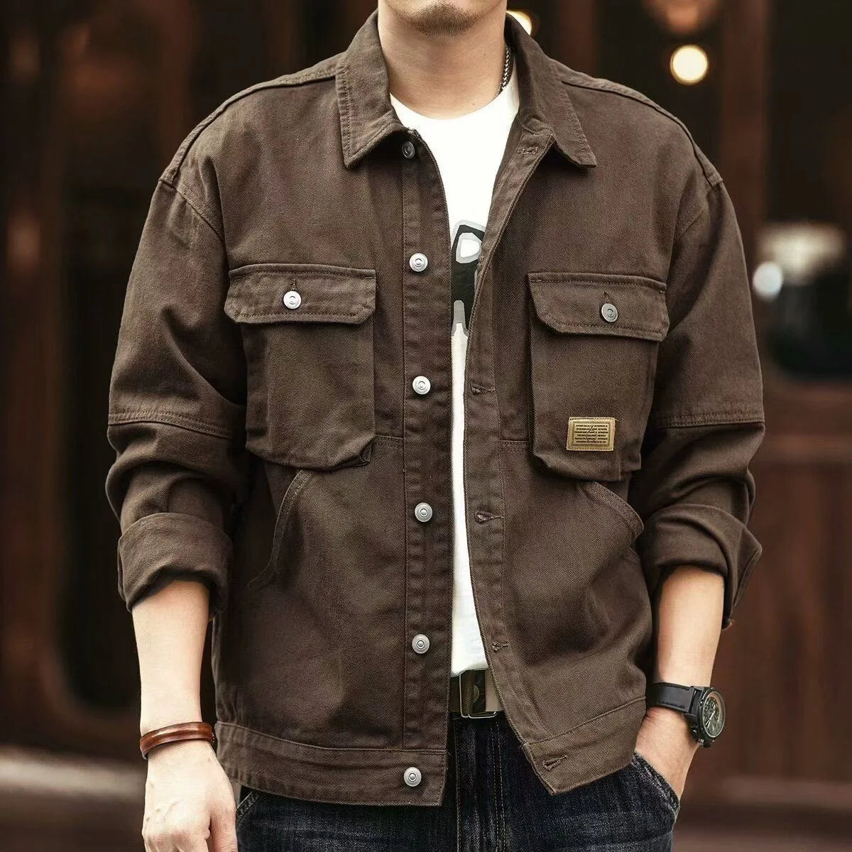 Veste en denim ample pour homme | Plusieurs poches