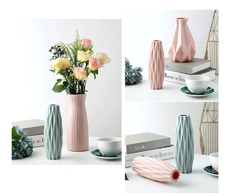 Vase Plastique Imitation Céramique Blanc | Style Nordique | Mariage & Décor Chambre & Bureau