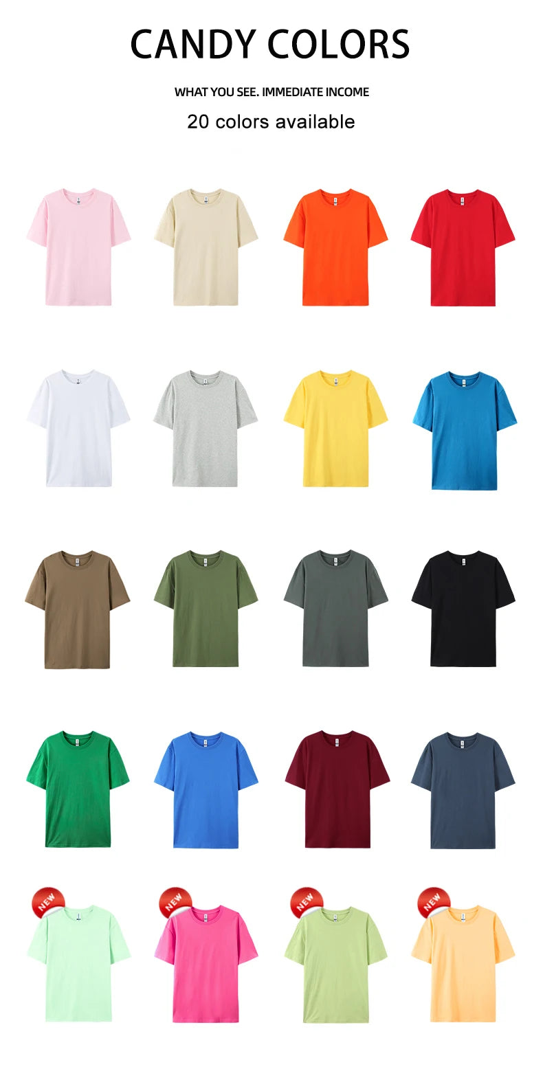 100% Cotton Solid Tshirts Men Woman Short Sleeve Fashion Brand Trend Casual Soft Clothing Tees Customized Products Summer Tops