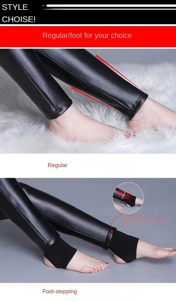 Legging Hiver Épais Velours Laine 700g Femme | Agneau Cachemire | Faux Cuir Chaud | Jegging