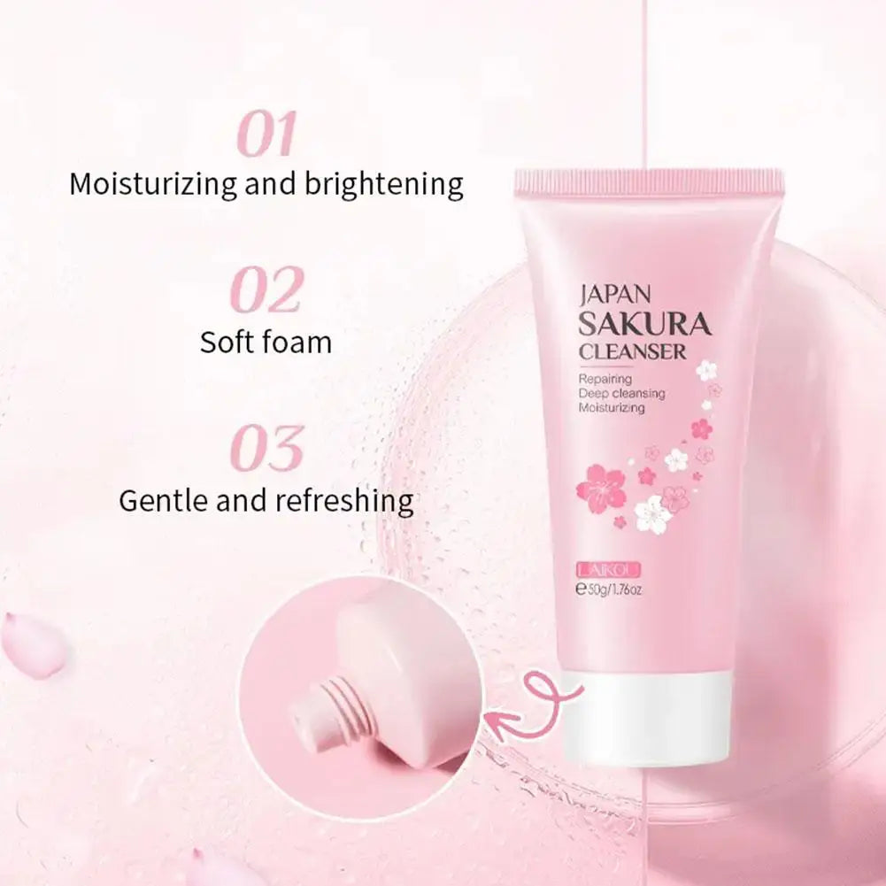 Sakura skin care sets with cleanser, serum, eye cream, facial cream, beauty products for women, travel skin care kit