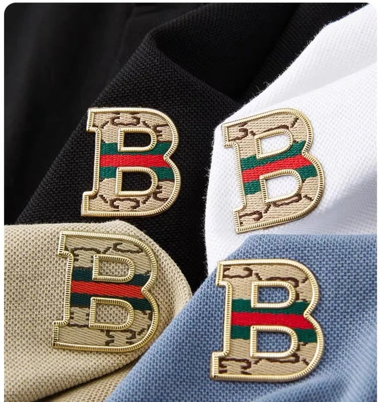Luxury brand logo short-sleeved polo shirt for men's summer new high-end silk-cotton breathable casual fashion T-shirt clothing