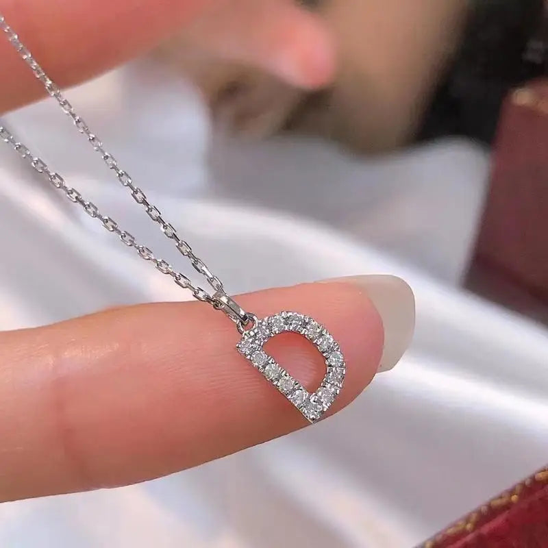 Fashionable Shiny A-Z Letter Pendant Charm Necklace 26 Initial Alphabet Name Clavicle Chain Party Jewelry Gift