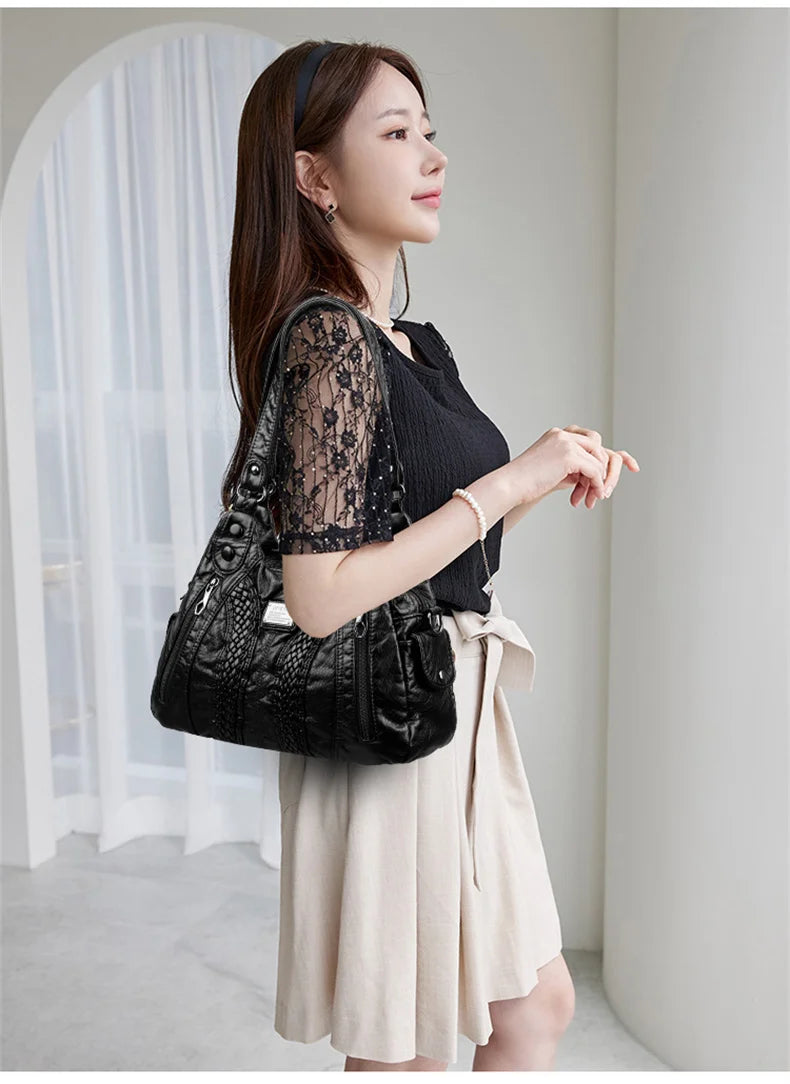 Fashion Leather Handbag for Women Shoulder Bags Genuine Sheepskin Crossbody Bag for Women Messenger Bag Tote Moms Bag