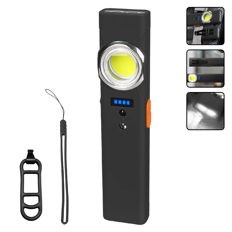 Mini Portable Rechargeable LED Torch Light, Waterproof Outdoor Work Pocket Flashlight with Magnetic Grip, Compact LED Flashlight