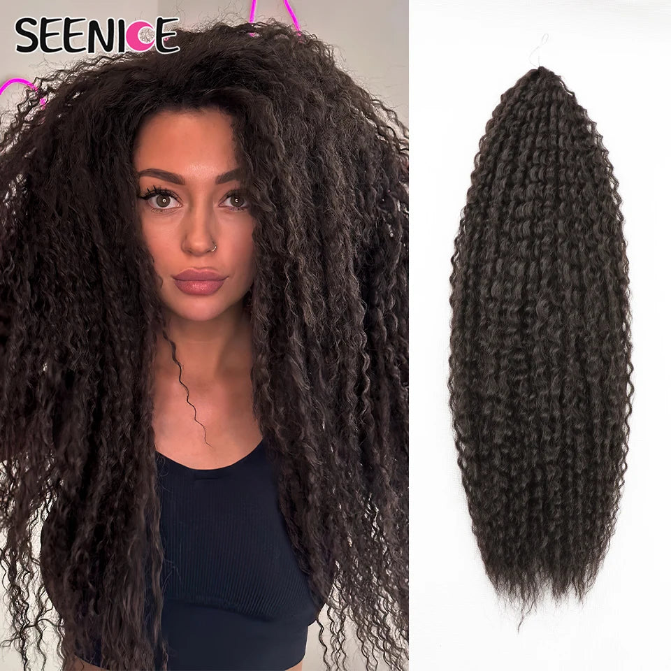Extensions Crochet Kinky Curly Twist | Ombre Blonde | Water Wave | Synthétique | 20 Pouces | Femme