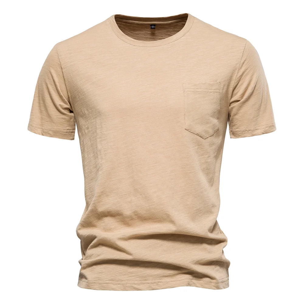 T-Shirt Homme 100% Coton | Col Rond | Manches Courtes | Uni Casual | Doux & Confortable | Été