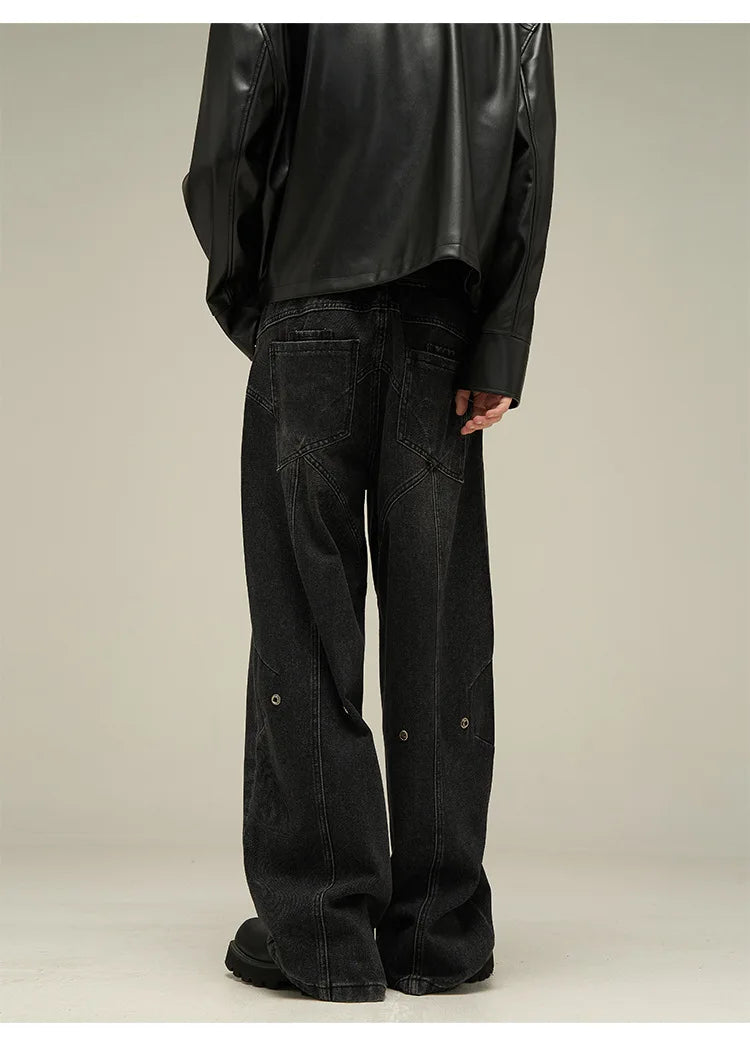 Baggy Jeans Men's American Style Personality Vintage Wide Leg Trousers All-Match Washed Fashion Streetwear Handsome Cool Pants