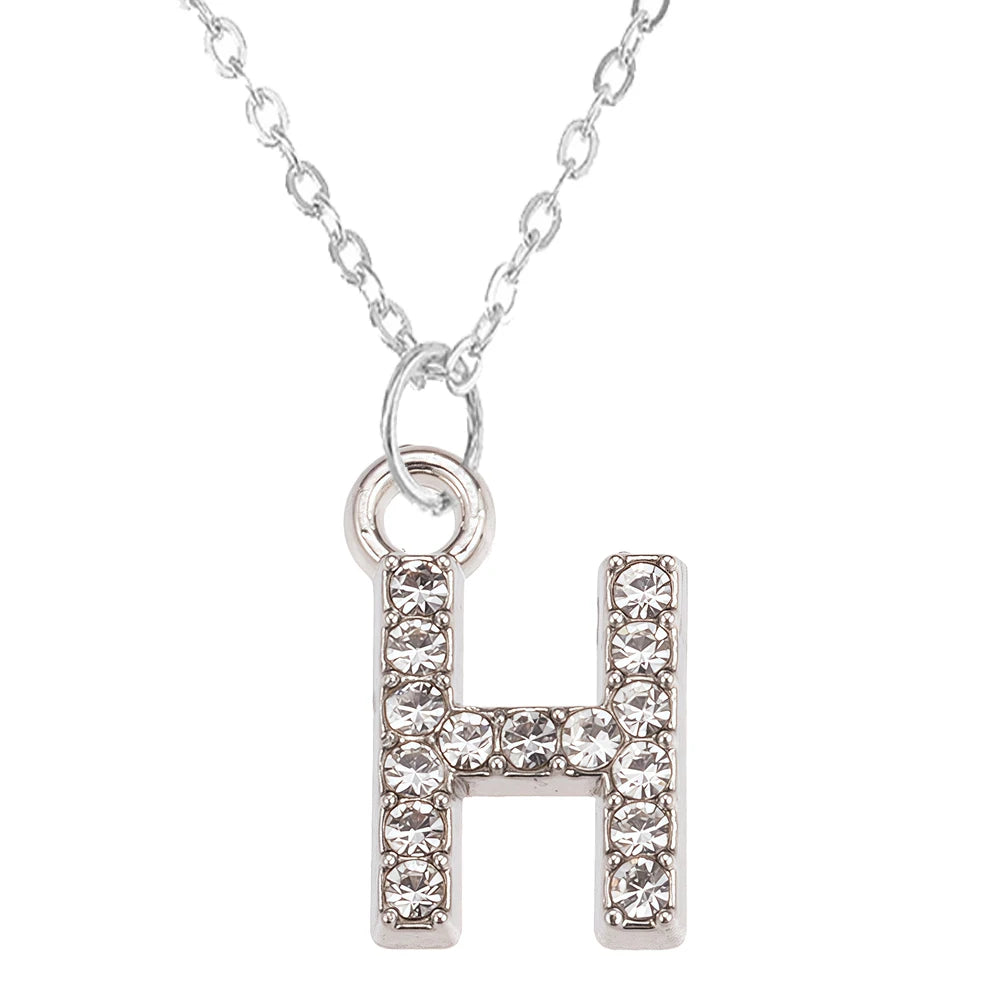 Collier Pendentif Lettre Brillant A-Z | 26 Initiales | Chaîne Clavicule | Bijou Saint-Valentin & Cadeau