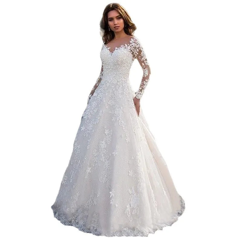 2026 New Women's Dress Lace Deep v Long Sleeve Dress Long Dress Long Dress Gown Vestidos De Festa