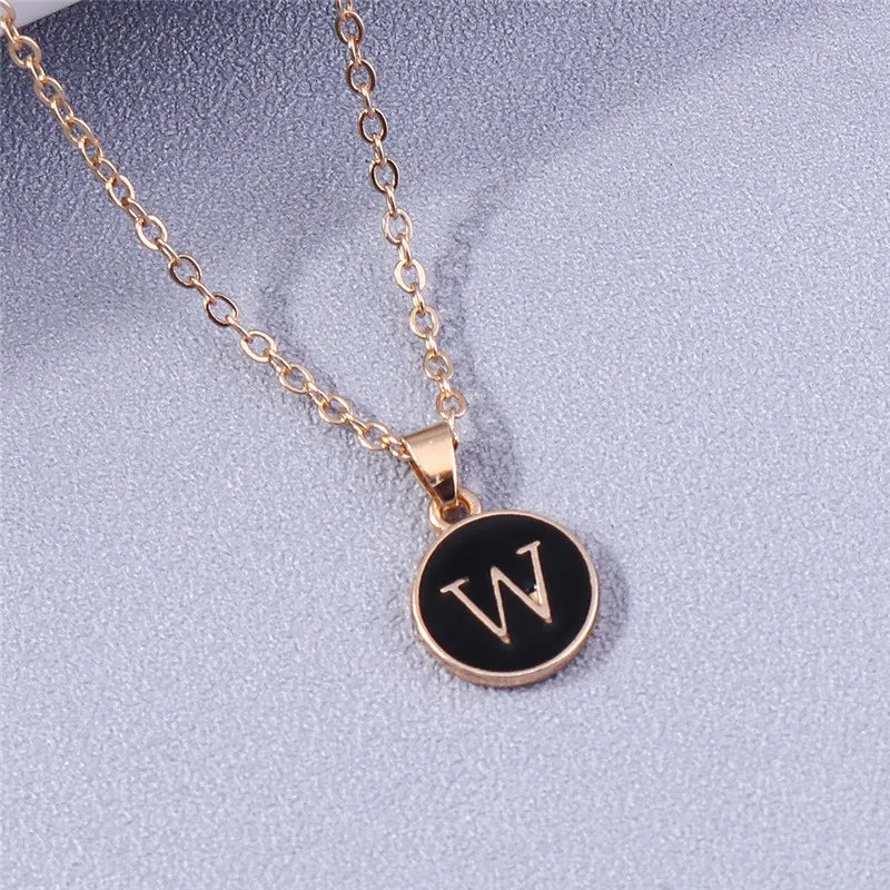Collier Pendentif Initiales Femme | 26 Lettres A-Z Émail | Bijou Tendance Cadeau Anniversaire Fille
