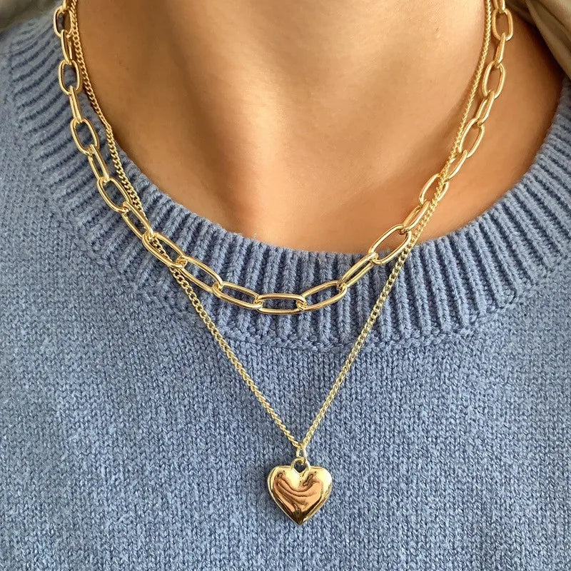 Collier Vintage Multicouche Femme | Chaîne Pendentif | Bijou Esthétique Tendance | Cadeau Mode