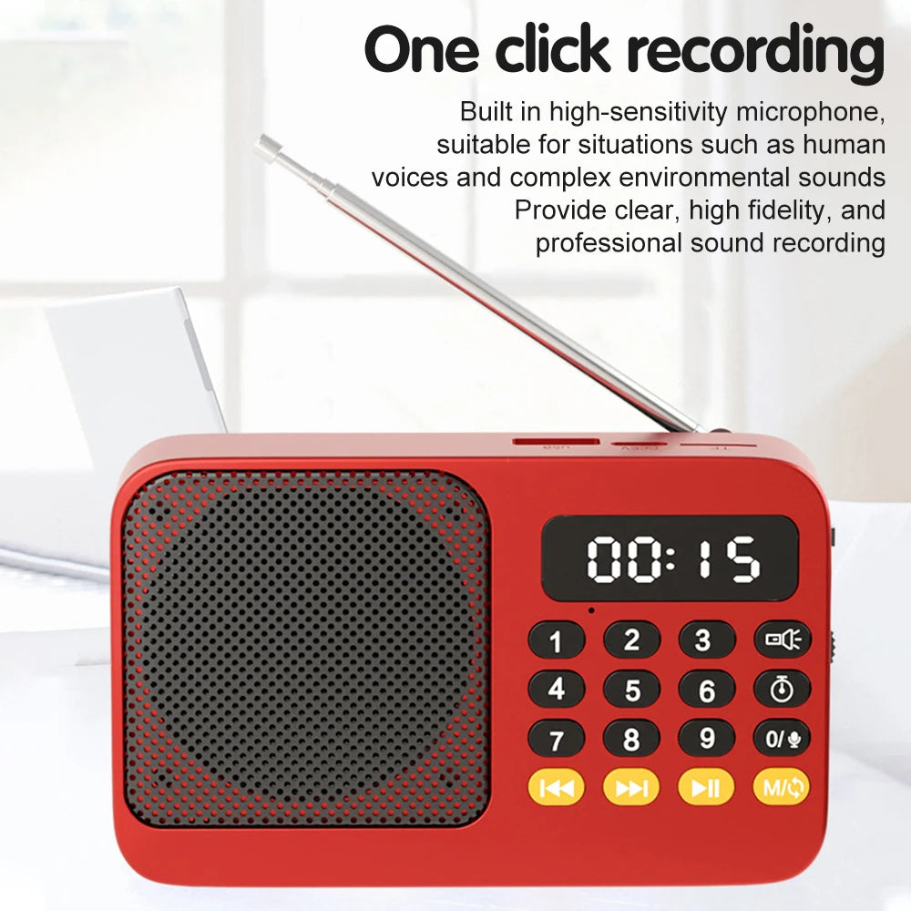 Portable FM Radio with Flashlight Rechargeable Radio TF Card/U Disk Bluetooth 5.0 MP3 Music Player Wireless Speaker