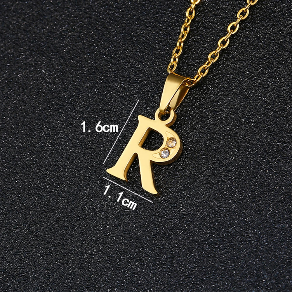 Initial A-Z Letter Name Pendant Necklace Gold Color Stainless Steel Small Alphabet Necklace For Women Jewelry Birthday Gift