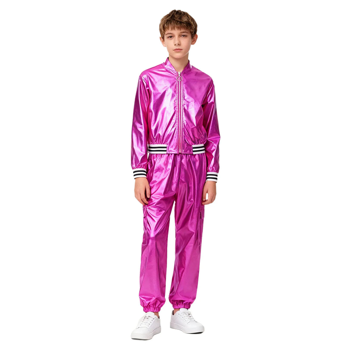 Ensemble Danse Fille Hip Hop | Veste Bomber Métallique & Pantalon | Costume Scène Carnaval Jazz